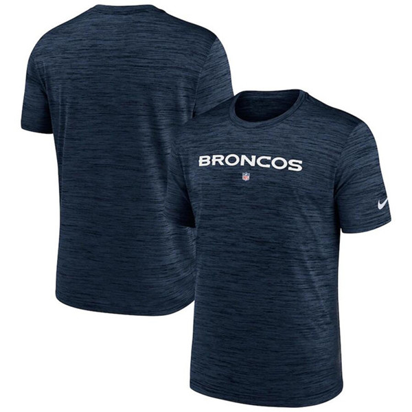 Men's Denver Broncos Navy Velocity Performance T-Shirt - Click Image to Close